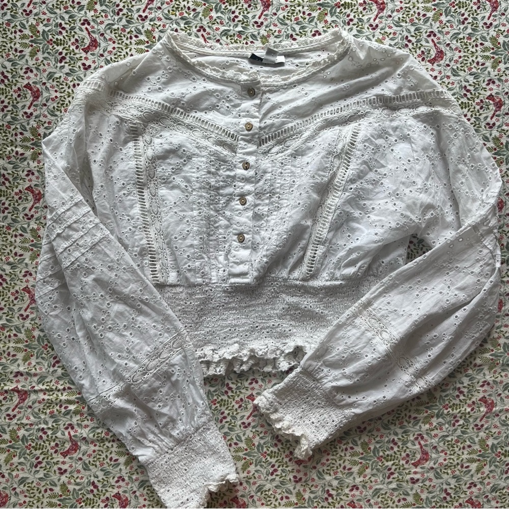 TOPSHOP boho lace cropped blouse